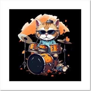 Cool Cat play on Drums Posters and Art